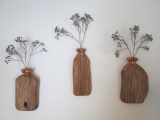 3 Piece Wooden Live Edge Wall Pocket/Sconces