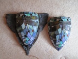 Bronzed Cast Metal Wall Sconce with Dragonfly Stained Glass Style Shade