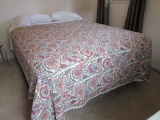 Vintage Handmade Quilt, Twin Size Coverlet, Queen Sheet Set, Metal Queen