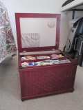 Tapestry Top Woven Panel Sewing Box and Sewing Sundries