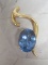Large 14k Gold Blue Topaz Pendant