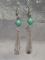 Sterling Silver Feather Earrings with Malachite Stones