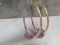 14k Gold Hoop Earrings with Purple Ball Charms