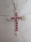 Sterling Silver Ruby Cross Pendant