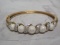 14K Gold Bangle Bracelet with Pearls and Diamonds
