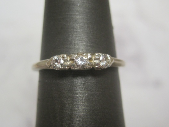 Antique 14k Gold 3 Diamond Band Ring