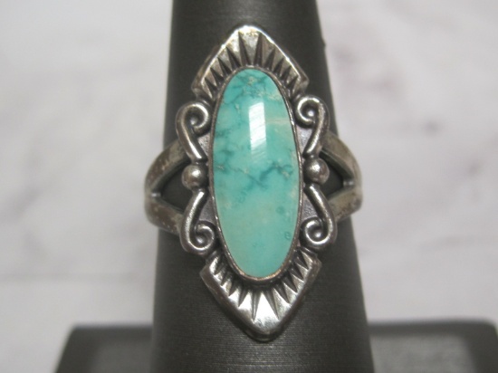 Antique Sterling Silver Turquoise Ring