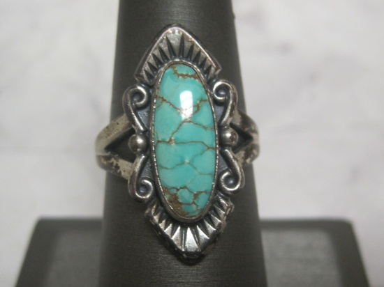 Antique Sterling Silver Turquoise Ring