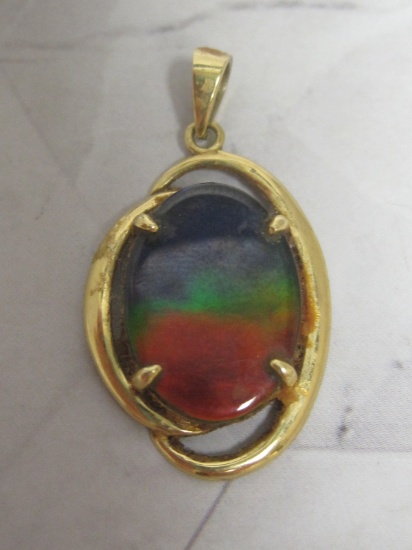 18k Gold Ammolite Pendant