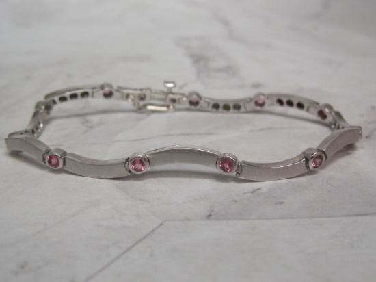 7" 14k White Gold Bracelet with Pink Sapphires