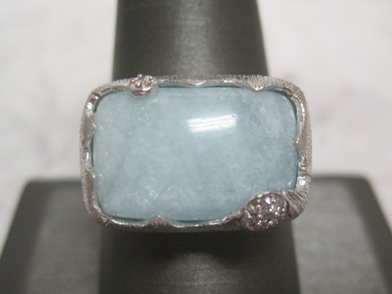 Sterling Silver Ring with Blue Stone
