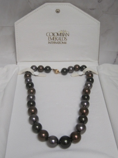 Black Pearl Necklace with 14k Gold Clasp