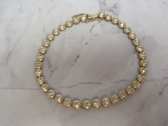 6 3/4" 14k Gold 2.25 ct. tw. Diamond Bezel Set Tennis Bracelet