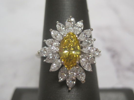 18k White Gold 3/4 ct-1 ct. Yellow Diamond Ring