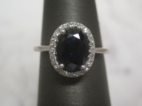 14k White Gold Sapphire and Diamond Ring
