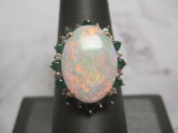 WOW!!! 14k Gold Opal and Emerald Ring