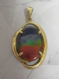 18k Gold Ammolite Pendant