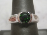 Sterling Silver Ring with Green Stone