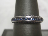 Sterling Silver Band Ring with Blue Stones