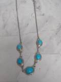 Sterling Silver Necklace with Turquoise Beads