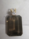 Smokey Quartz Pendant with CZ Stone