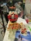 Christmas Table Lot - 5 Framed and Matted Santa Prints, Nutcracker Cookie Jar,