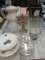 Partial Table Lot - Vintage Pressed Glass Dishes, Coffee Mugs, Coca-Cola Glasses,