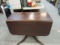 Vintage Brandt Claw Foot Drop-Leaf Wood Table with Middle Drawer