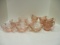 Lot of Vintage Pink Depression Glass Cups