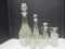 Collection of Vintage Pressed Glass Decanters, Cruets, and Shakers