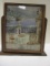 Vintage Wood Flip Picture Frame with European Scene Print