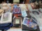 Table Lot - Pyrex Casserole Carriers, Picture Frames, Lionel Metal Box,