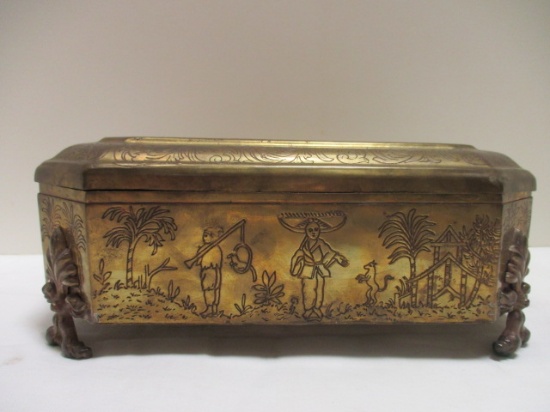 Decorative Crafts Inc. Engraved Brass Footed Box - Made in India