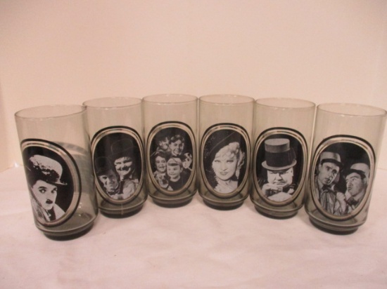Set of 6 Vintage Arby's Collector's Series "B&W Movie Icons" Glasses