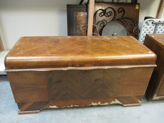 Vintage Lane Curved Top Cedar Chest with "Moth Insurance Policy" Paper Attached
