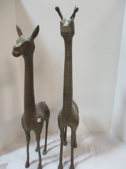 Set of 2 Vintage Brass "Giraffe" Sculptures