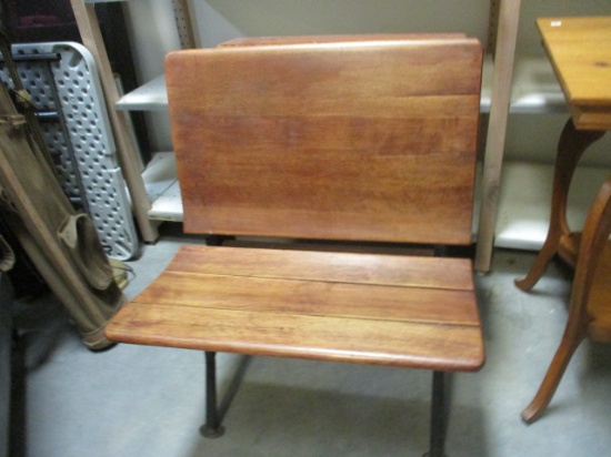 Antique Wood School Desk with Front Seat