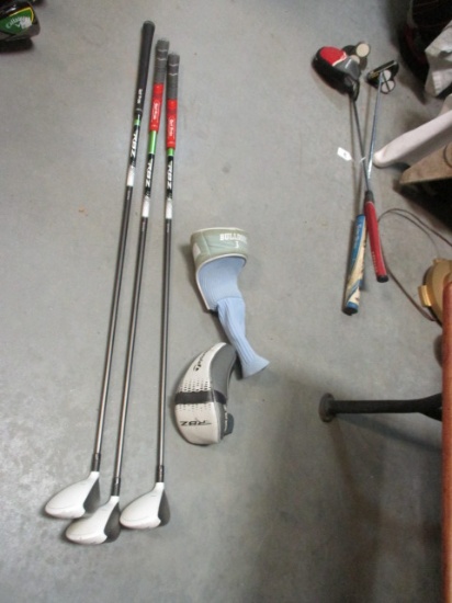 3 Taylor Made Golf Clubs - 3, 5, and 6 Irons with 2 Head Covers