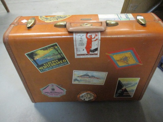 Vintage Samsonite Suitcase with Travel Stickers