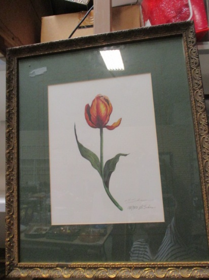 Signed and Numbered "B. Sickes" Art in Gilded Gold Frame