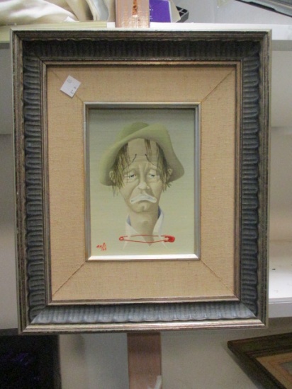 Vintage Signed and Dated "68" Clown Painting - Framed and Matted