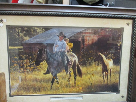 Large A.T. Cox "Flowers for Mom" Artwork in Western Style Mat and Frame