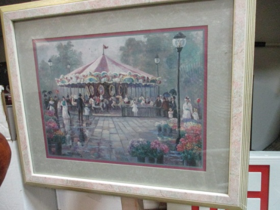 Framed and Matted B. Herbert-Pelden "Carousel" Print