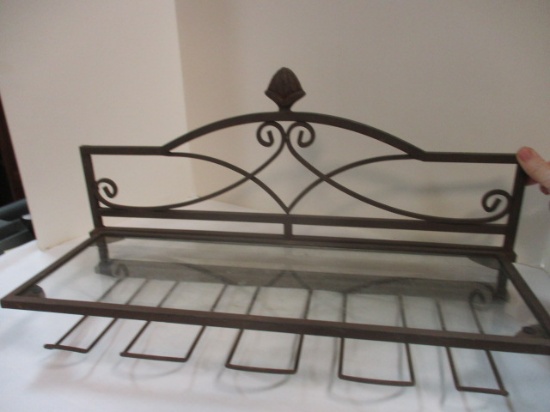 Metal Wall Wine Glass Rack with Glass Shelf
