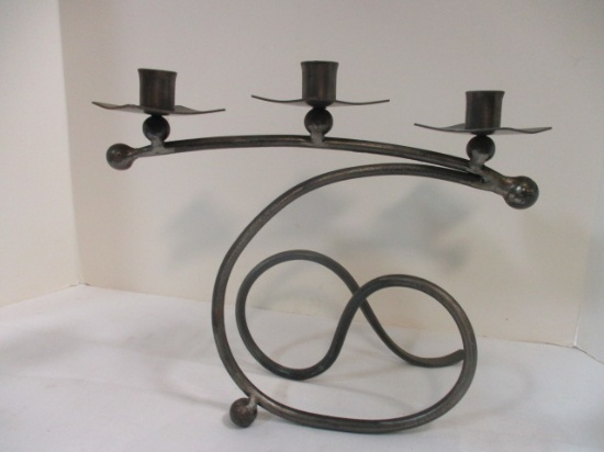 Scroll Metal Tabletop 3-Slot Candle Holder