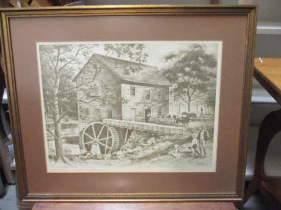 Vintage Framed and Matted "Jones Mill on Durbin Creek 1850" (Fountain Inn)