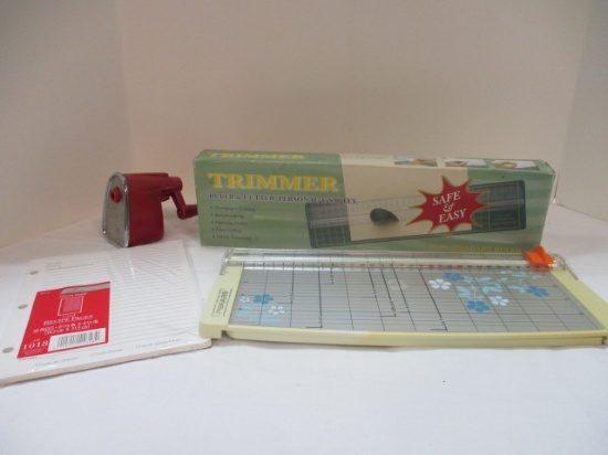 2 Ruler and Cutter Trimmers with Cutting Mat, Swingline V Pencil Sharpener,