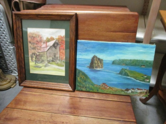 Framed and Matted Signed Gladys Swett Original Art and Painted Canvass