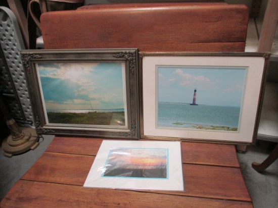 2 Framed and 1 Matted Seashore Photographs