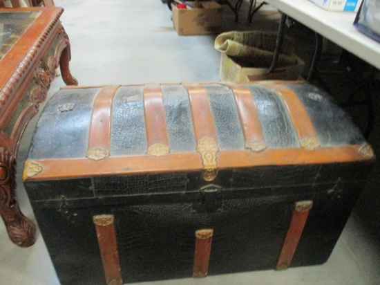 Vintage Curved Top Wood Trunk